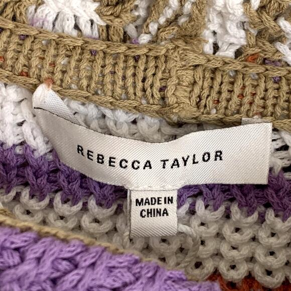 NWT Rebecca Taylor Sz M Knit Sweatshirt Hoodie Beach Coastal Layer Crochet - Picture 9 of 15